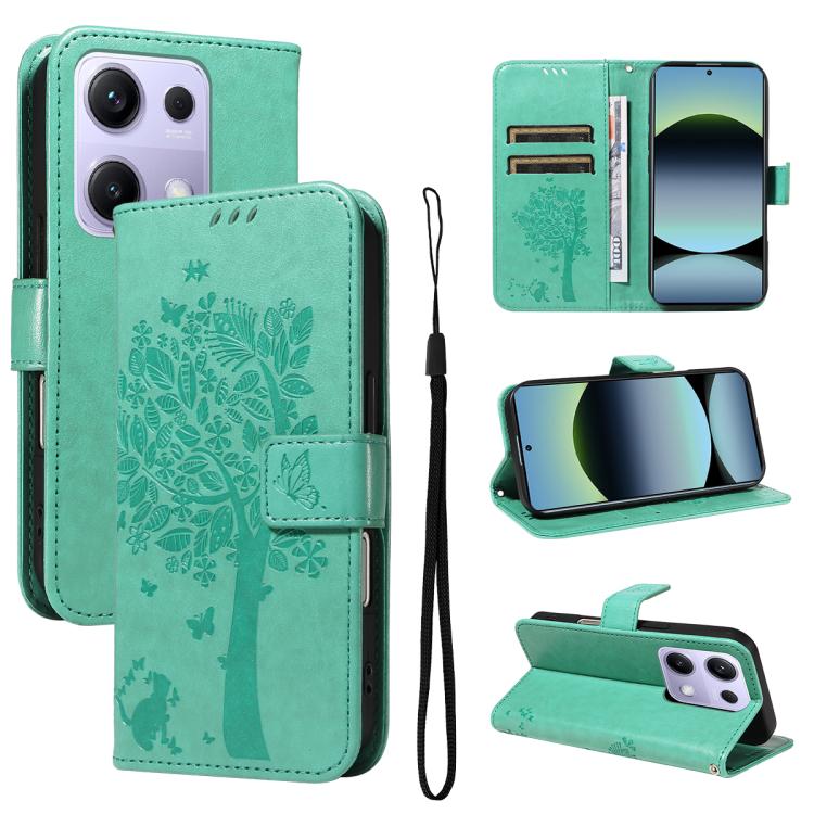 Tree & Cat Embossed Pattern Flip Leather Phone Case, For Redmi A5 4G 173.3mm, For Redmi Note 14S 4G / Note 13 Pro 4G, For Redmi K80 / K80 Pro, For Redmi Note 14 4G Global 163.25mm, For Redmi Note 14 5G, For Redmi Note 14 Pro / 14 Pro+ 5G               ...