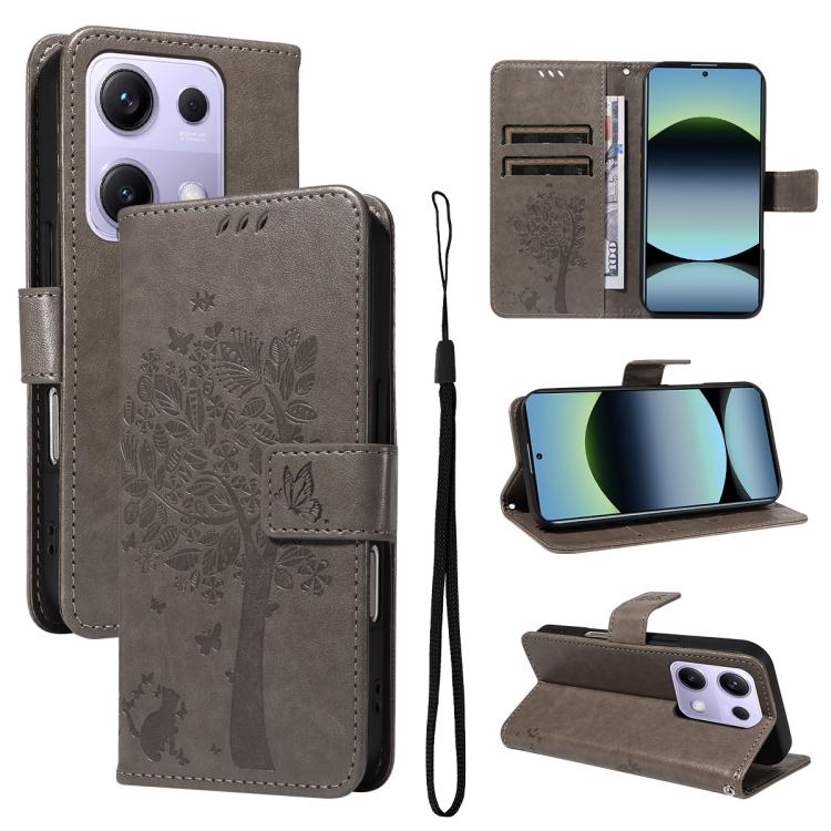 Tree & Cat Embossed Pattern Flip Leather Phone Case, For Redmi A5 4G 173.3mm, For Redmi Note 14S 4G / Note 13 Pro 4G, For Redmi K80 / K80 Pro, For Redmi Note 14 4G Global 163.25mm, For Redmi Note 14 5G, For Redmi Note 14 Pro / 14 Pro+ 5G               ...