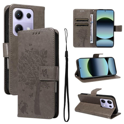 Tree & Cat Embossed Pattern Flip Leather Phone Case, For Redmi A5 4G 173.3mm, For Redmi Note 14S 4G / Note 13 Pro 4G, For Redmi K80 / K80 Pro, For Redmi Note 14 4G Global 163.25mm, For Redmi Note 14 5G, For Redmi Note 14 Pro / 14 Pro+ 5G               ...