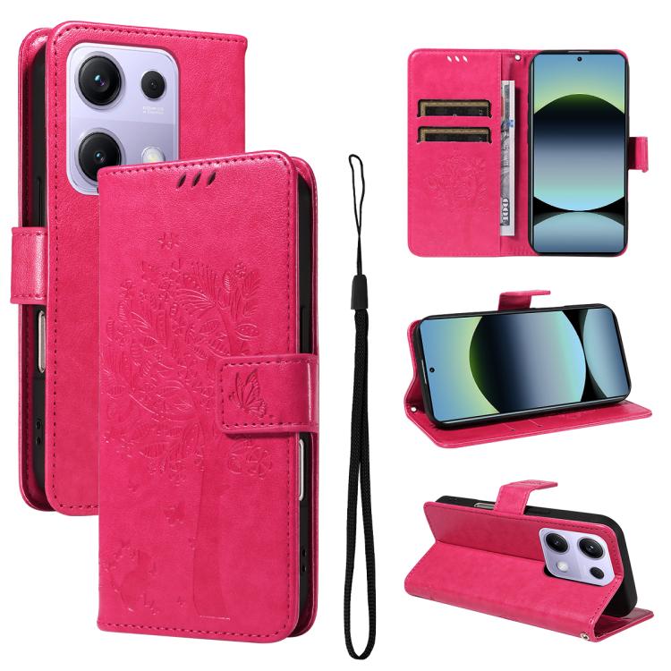 Tree & Cat Embossed Pattern Flip Leather Phone Case, For Redmi A5 4G 173.3mm, For Redmi Note 14S 4G / Note 13 Pro 4G, For Redmi K80 / K80 Pro, For Redmi Note 14 4G Global 163.25mm, For Redmi Note 14 5G, For Redmi Note 14 Pro / 14 Pro+ 5G               ...