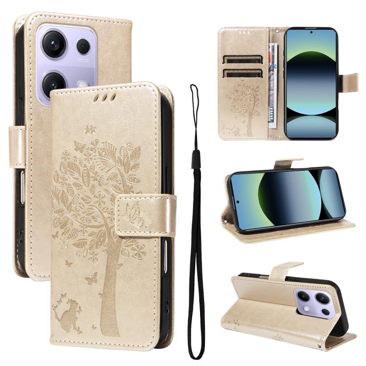 Tree & Cat Embossed Pattern Flip Leather Phone Case, For Redmi A5 4G 173.3mm, For Redmi Note 14S 4G / Note 13 Pro 4G, For Redmi K80 / K80 Pro, For Redmi Note 14 4G Global 163.25mm, For Redmi Note 14 5G, For Redmi Note 14 Pro / 14 Pro+ 5G               ...