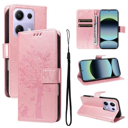 Tree & Cat Embossed Pattern Flip Leather Phone Case, For Redmi A5 4G 173.3mm, For Redmi Note 14S 4G / Note 13 Pro 4G, For Redmi K80 / K80 Pro, For Redmi Note 14 4G Global 163.25mm, For Redmi Note 14 5G, For Redmi Note 14 Pro / 14 Pro+ 5G               ...