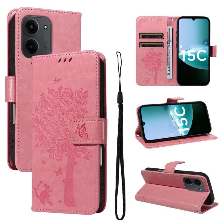 Tree & Cat Embossed Pattern Flip Leather Phone Case, For Redmi 15C 5G / 4G Global 171mm, For Redmi A5 4G 173.3mm, For Redmi Note 14S 4G / Note 13 Pro 4G, For Redmi K80 / K80 Pro, For Redmi Note 14 4G Global 163.25mm, For Redmi Note 14 5G               ...