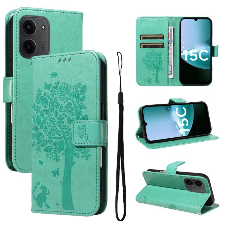 Tree & Cat Embossed Pattern Flip Leather Phone Case, For Redmi 15C 5G / 4G Global 171mm, For Redmi A5 4G 173.3mm, For Redmi Note 14S 4G / Note 13 Pro 4G, For Redmi K80 / K80 Pro, For Redmi Note 14 4G Global 163.25mm, For Redmi Note 14 5G               ...