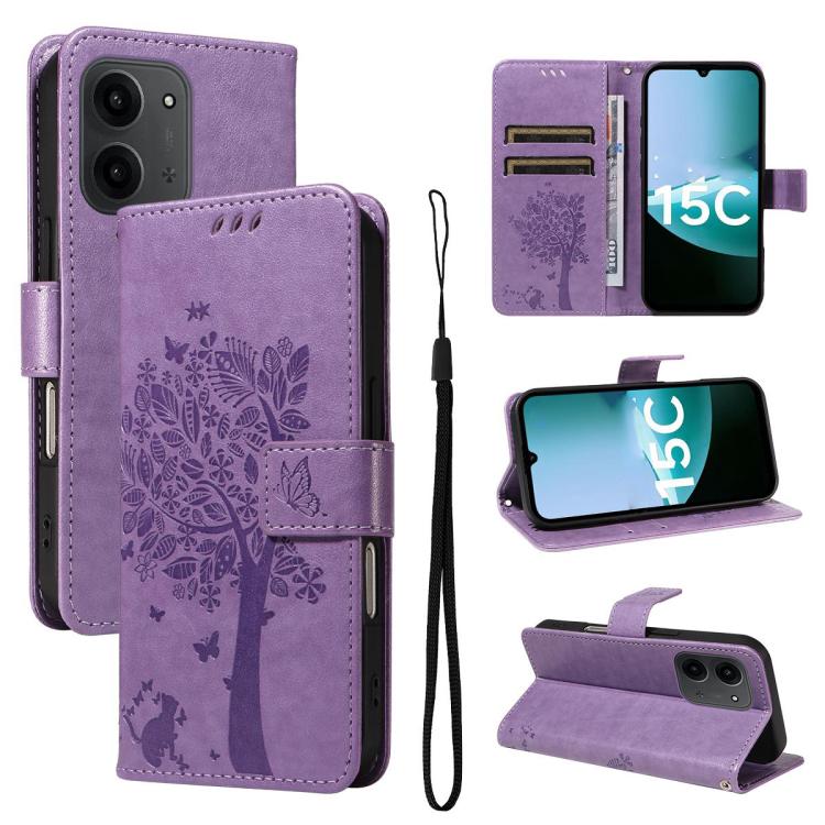 Tree & Cat Embossed Pattern Flip Leather Phone Case, For Redmi 15C 5G / 4G Global 171mm, For Redmi A5 4G 173.3mm, For Redmi Note 14S 4G / Note 13 Pro 4G, For Redmi K80 / K80 Pro, For Redmi Note 14 4G Global 163.25mm, For Redmi Note 14 5G               ...