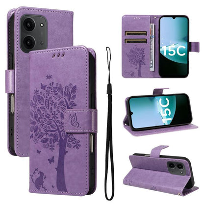 Tree & Cat Embossed Pattern Flip Leather Phone Case, For Redmi 15C 5G / 4G Global 171mm, For Redmi A5 4G 173.3mm, For Redmi Note 14S 4G / Note 13 Pro 4G, For Redmi K80 / K80 Pro, For Redmi Note 14 4G Global 163.25mm, For Redmi Note 14 5G               ...