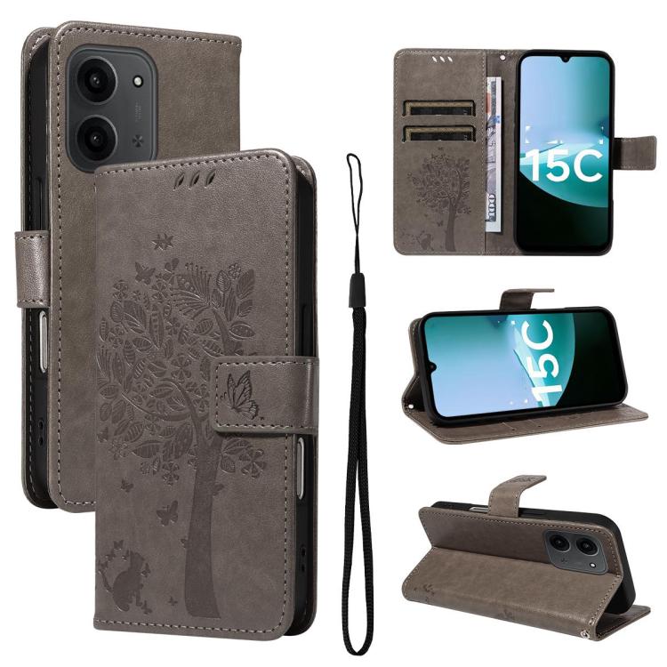 Tree & Cat Embossed Pattern Flip Leather Phone Case, For Redmi 15C 5G / 4G Global 171mm, For Redmi A5 4G 173.3mm, For Redmi Note 14S 4G / Note 13 Pro 4G, For Redmi K80 / K80 Pro, For Redmi Note 14 4G Global 163.25mm, For Redmi Note 14 5G               ...