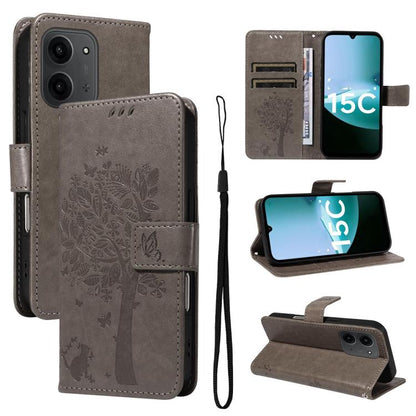 Tree & Cat Embossed Pattern Flip Leather Phone Case, For Redmi 15C 5G / 4G Global 171mm, For Redmi A5 4G 173.3mm, For Redmi Note 14S 4G / Note 13 Pro 4G, For Redmi K80 / K80 Pro, For Redmi Note 14 4G Global 163.25mm, For Redmi Note 14 5G               ...