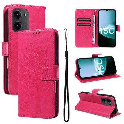 Tree & Cat Embossed Pattern Flip Leather Phone Case, For Redmi 15C 5G / 4G Global 171mm, For Redmi A5 4G 173.3mm, For Redmi Note 14S 4G / Note 13 Pro 4G, For Redmi K80 / K80 Pro, For Redmi Note 14 4G Global 163.25mm, For Redmi Note 14 5G               ...