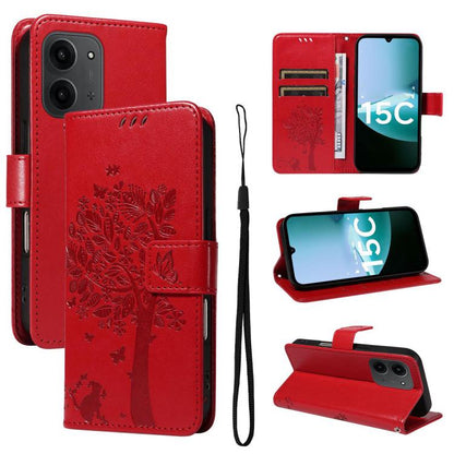 Tree & Cat Embossed Pattern Flip Leather Phone Case, For Redmi 15C 5G / 4G Global 171mm, For Redmi A5 4G 173.3mm, For Redmi Note 14S 4G / Note 13 Pro 4G, For Redmi K80 / K80 Pro, For Redmi Note 14 4G Global 163.25mm, For Redmi Note 14 5G               ...