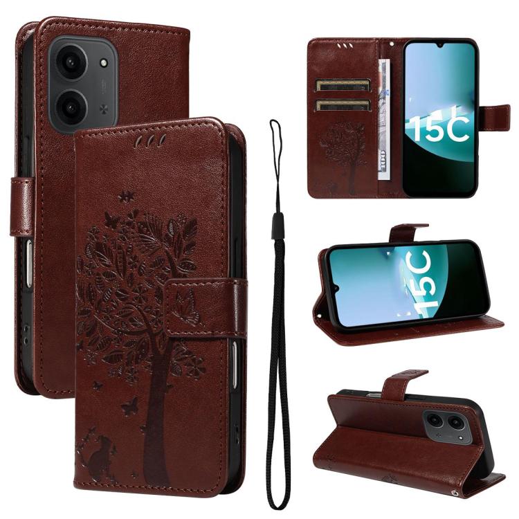 Tree & Cat Embossed Pattern Flip Leather Phone Case, For Redmi 15C 5G / 4G Global 171mm, For Redmi A5 4G 173.3mm, For Redmi Note 14S 4G / Note 13 Pro 4G, For Redmi K80 / K80 Pro, For Redmi Note 14 4G Global 163.25mm, For Redmi Note 14 5G               ...