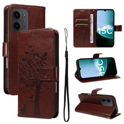 Tree & Cat Embossed Pattern Flip Leather Phone Case, For Redmi 15C 5G / 4G Global 171mm, For Redmi A5 4G 173.3mm, For Redmi Note 14S 4G / Note 13 Pro 4G, For Redmi K80 / K80 Pro, For Redmi Note 14 4G Global 163.25mm, For Redmi Note 14 5G               ...