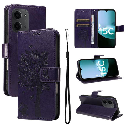 Tree & Cat Embossed Pattern Flip Leather Phone Case, For Redmi 15C 5G / 4G Global 171mm, For Redmi A5 4G 173.3mm, For Redmi Note 14S 4G / Note 13 Pro 4G, For Redmi K80 / K80 Pro, For Redmi Note 14 4G Global 163.25mm, For Redmi Note 14 5G               ...