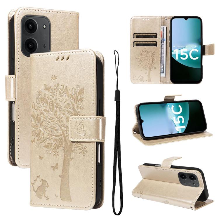 Tree & Cat Embossed Pattern Flip Leather Phone Case, For Redmi 15C 5G / 4G Global 171mm, For Redmi A5 4G 173.3mm, For Redmi Note 14S 4G / Note 13 Pro 4G, For Redmi K80 / K80 Pro, For Redmi Note 14 4G Global 163.25mm, For Redmi Note 14 5G               ...