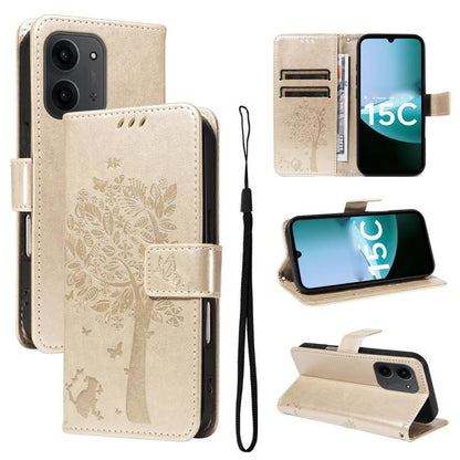 Tree & Cat Embossed Pattern Flip Leather Phone Case, For Redmi 15C 5G / 4G Global 171mm, For Redmi A5 4G 173.3mm, For Redmi Note 14S 4G / Note 13 Pro 4G, For Redmi K80 / K80 Pro, For Redmi Note 14 4G Global 163.25mm, For Redmi Note 14 5G               ...