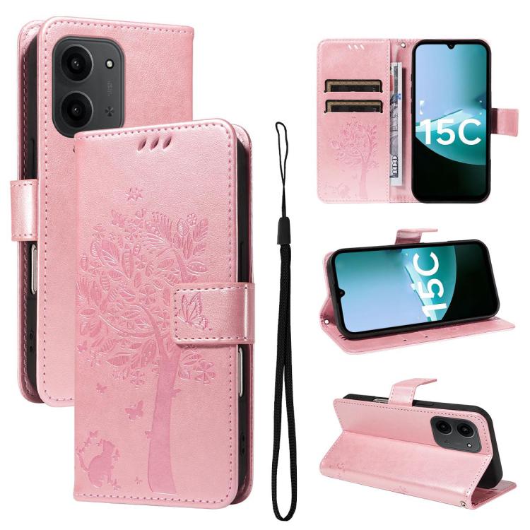 Tree & Cat Embossed Pattern Flip Leather Phone Case, For Redmi 15C 5G / 4G Global 171mm, For Redmi A5 4G 173.3mm, For Redmi Note 14S 4G / Note 13 Pro 4G, For Redmi K80 / K80 Pro, For Redmi Note 14 4G Global 163.25mm, For Redmi Note 14 5G               ...