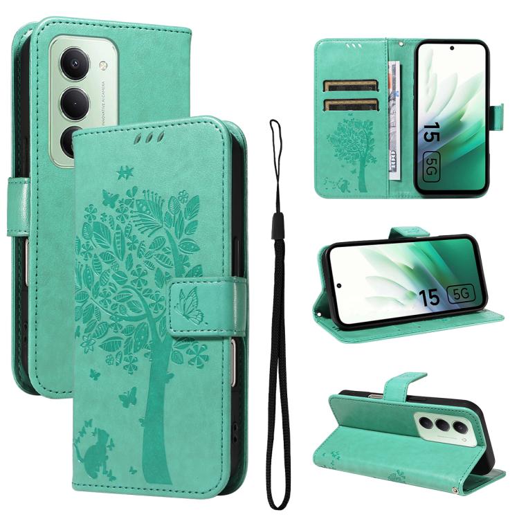 Tree & Cat Embossed Pattern Flip Leather Phone Case, For Redmi Turbo 5 Max 5G, For Redmi Turbo 5 5G / Poco X8 Pro 5G, For Redmi K90 Pro Max/Poco F8 Ultra, For Redmi K90 / Poco F8 Pro, For Redmi 15C 5G / 4G EU 173mm                                      ...