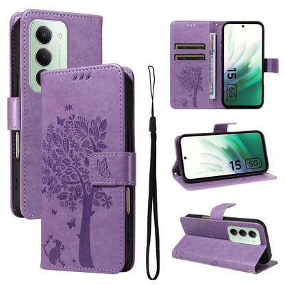 Tree & Cat Embossed Pattern Flip Leather Phone Case, For Redmi Turbo 5 Max 5G, For Redmi Turbo 5 5G / Poco X8 Pro 5G, For Redmi K90 Pro Max/Poco F8 Ultra, For Redmi K90 / Poco F8 Pro, For Redmi 15C 5G / 4G EU 173mm                                      ...