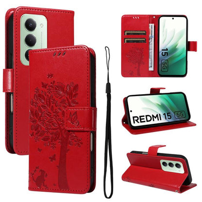 Tree & Cat Embossed Pattern Flip Leather Phone Case, For Redmi Turbo 5 Max 5G, For Redmi Turbo 5 5G / Poco X8 Pro 5G, For Redmi K90 Pro Max/Poco F8 Ultra, For Redmi K90 / Poco F8 Pro, For Redmi 15C 5G / 4G EU 173mm                                      ...