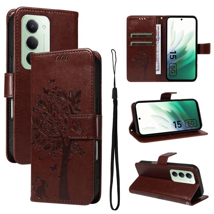 Tree & Cat Embossed Pattern Flip Leather Phone Case, For Redmi Turbo 5 Max 5G, For Redmi Turbo 5 5G / Poco X8 Pro 5G, For Redmi K90 Pro Max/Poco F8 Ultra, For Redmi K90 / Poco F8 Pro, For Redmi 15C 5G / 4G EU 173mm                                      ...
