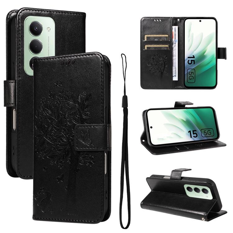 Tree & Cat Embossed Pattern Flip Leather Phone Case, For Redmi Turbo 5 Max 5G, For Redmi Turbo 5 5G / Poco X8 Pro 5G, For Redmi K90 Pro Max/Poco F8 Ultra, For Redmi K90 / Poco F8 Pro, For Redmi 15C 5G / 4G EU 173mm                                      ...