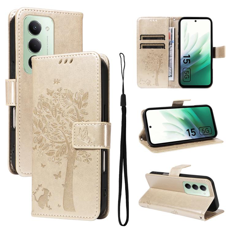 Tree & Cat Embossed Pattern Flip Leather Phone Case, For Redmi Turbo 5 Max 5G, For Redmi Turbo 5 5G / Poco X8 Pro 5G, For Redmi K90 Pro Max/Poco F8 Ultra, For Redmi K90 / Poco F8 Pro, For Redmi 15C 5G / 4G EU 173mm                                      ...