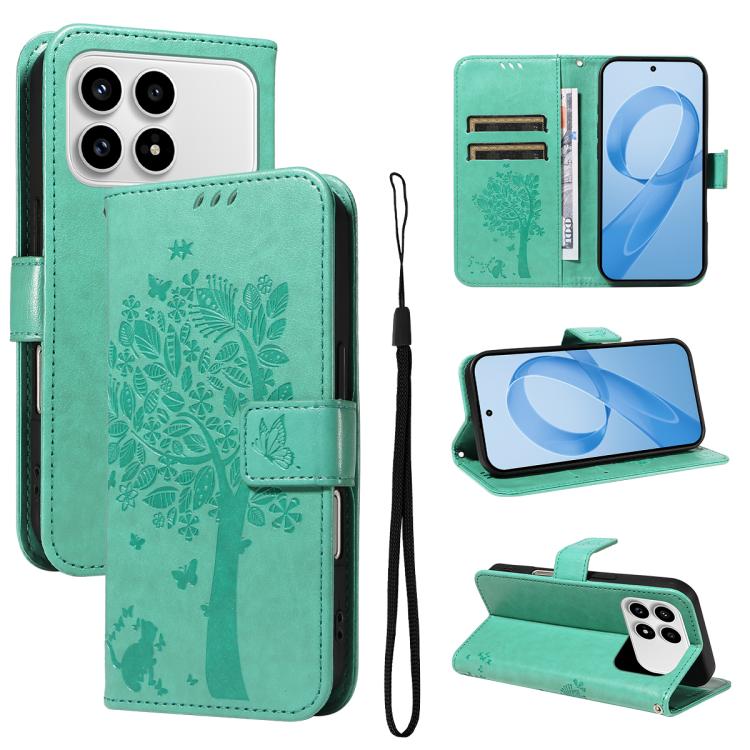Tree & Cat Embossed Pattern Flip Leather Phone Case, For Redmi Turbo 5 Max 5G, For Redmi Turbo 5 5G / Poco X8 Pro 5G, For Redmi K90 Pro Max/Poco F8 Ultra, For Redmi K90 / Poco F8 Pro, For Redmi 15C 5G / 4G EU 173mm                                      ...