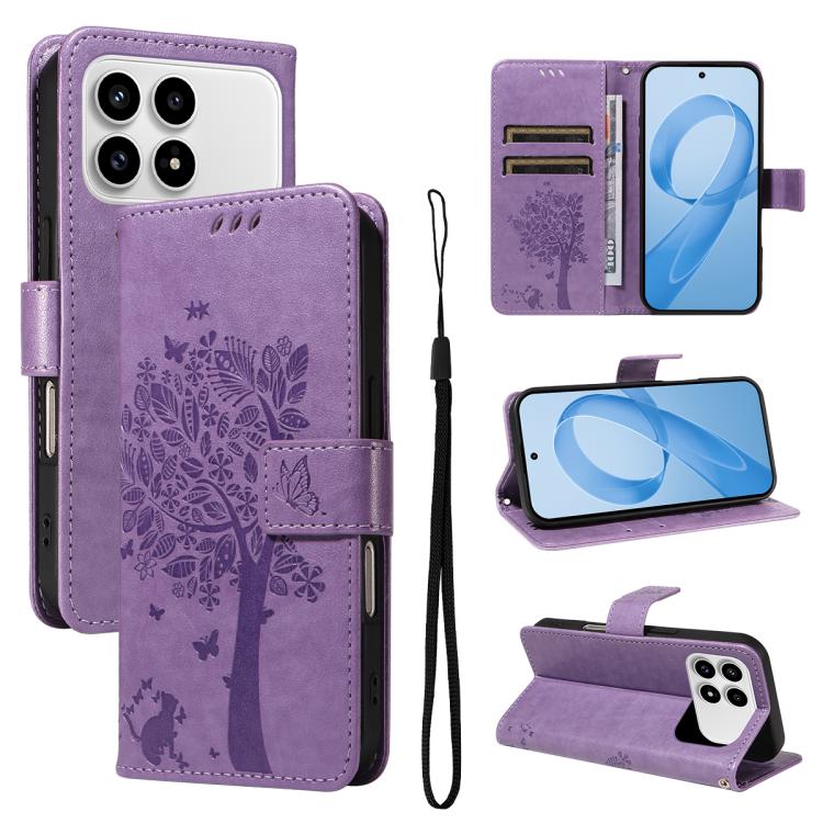 Tree & Cat Embossed Pattern Flip Leather Phone Case, For Redmi Turbo 5 Max 5G, For Redmi Turbo 5 5G / Poco X8 Pro 5G, For Redmi K90 Pro Max/Poco F8 Ultra, For Redmi K90 / Poco F8 Pro, For Redmi 15C 5G / 4G EU 173mm                                      ...
