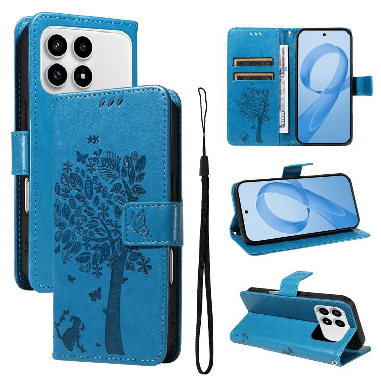 Tree & Cat Embossed Pattern Flip Leather Phone Case, For Redmi Turbo 5 Max 5G, For Redmi Turbo 5 5G / Poco X8 Pro 5G, For Redmi K90 Pro Max/Poco F8 Ultra, For Redmi K90 / Poco F8 Pro, For Redmi 15C 5G / 4G EU 173mm                                      ...