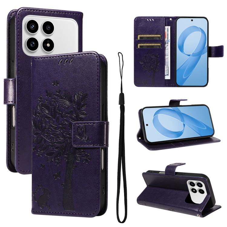 Tree & Cat Embossed Pattern Flip Leather Phone Case, For Redmi Turbo 5 Max 5G, For Redmi Turbo 5 5G / Poco X8 Pro 5G, For Redmi K90 Pro Max/Poco F8 Ultra, For Redmi K90 / Poco F8 Pro, For Redmi 15C 5G / 4G EU 173mm                                      ...