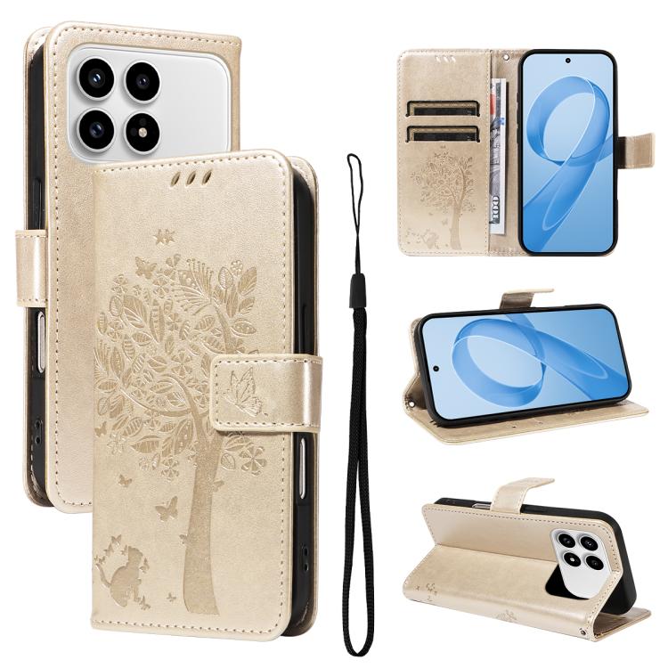 Tree & Cat Embossed Pattern Flip Leather Phone Case, For Redmi Turbo 5 Max 5G, For Redmi Turbo 5 5G / Poco X8 Pro 5G, For Redmi K90 Pro Max/Poco F8 Ultra, For Redmi K90 / Poco F8 Pro, For Redmi 15C 5G / 4G EU 173mm                                      ...