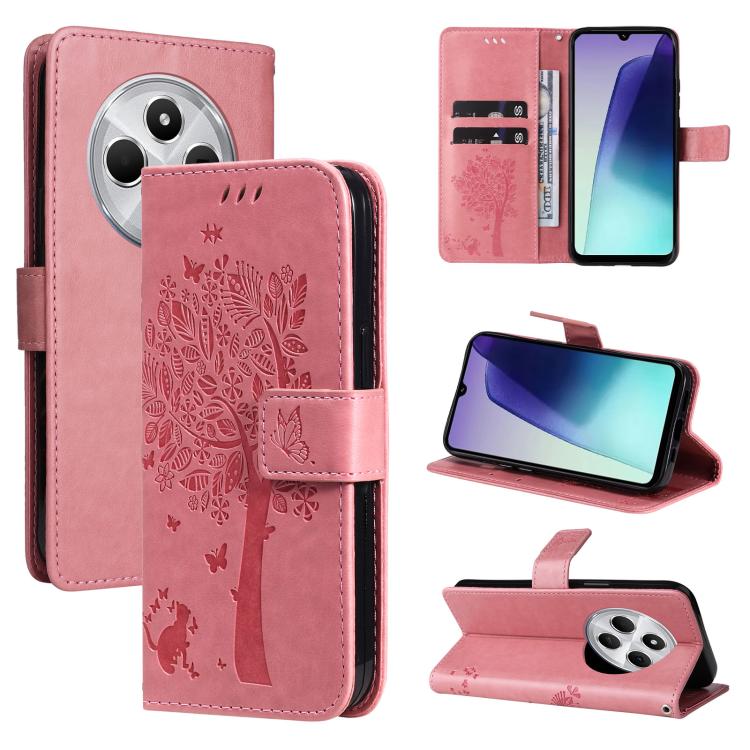 Tree & Cat Embossed Pattern Flip Leather Phone Case, For Redmi 17C/14C 4G/A4 5G/Poco C75 5G, For Redmi Turbo 5 Max 5G, For Redmi Turbo 5 5G / Poco X8 Pro 5G, For Redmi K90 Pro Max/Poco F8 Ultra, For Redmi K90 / Poco F8 Pro, For Redmi 15C 5G / 4G EU 173...