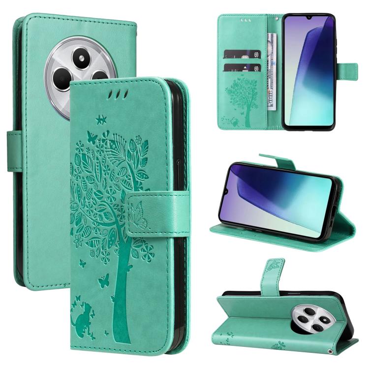 Tree & Cat Embossed Pattern Flip Leather Phone Case, For Redmi 17C/14C 4G/A4 5G/Poco C75 5G, For Redmi Turbo 5 Max 5G, For Redmi Turbo 5 5G / Poco X8 Pro 5G, For Redmi K90 Pro Max/Poco F8 Ultra, For Redmi K90 / Poco F8 Pro, For Redmi 15C 5G / 4G EU 173...