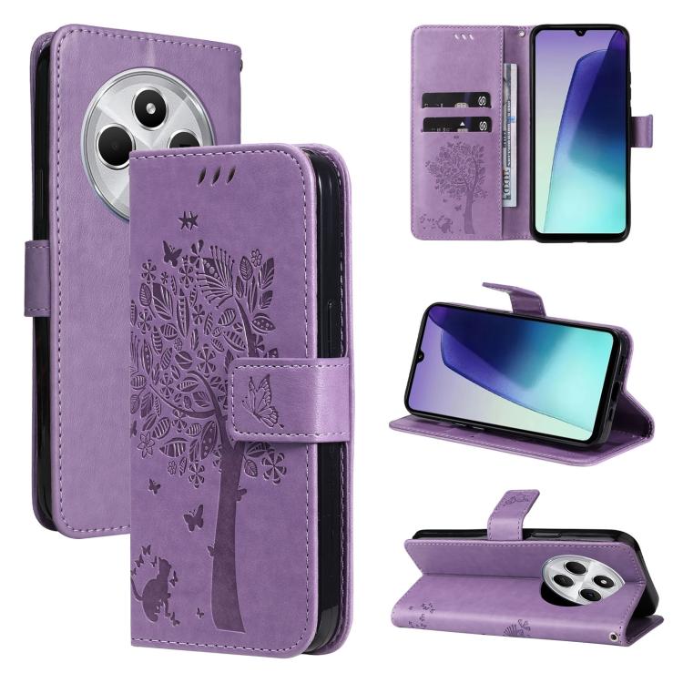 Tree & Cat Embossed Pattern Flip Leather Phone Case, For Redmi 17C/14C 4G/A4 5G/Poco C75 5G, For Redmi Turbo 5 Max 5G, For Redmi Turbo 5 5G / Poco X8 Pro 5G, For Redmi K90 Pro Max/Poco F8 Ultra, For Redmi K90 / Poco F8 Pro, For Redmi 15C 5G / 4G EU 173...