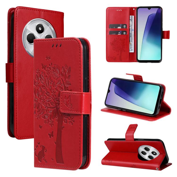 Tree & Cat Embossed Pattern Flip Leather Phone Case, For Redmi 17C/14C 4G/A4 5G/Poco C75 5G, For Redmi Turbo 5 Max 5G, For Redmi Turbo 5 5G / Poco X8 Pro 5G, For Redmi K90 Pro Max/Poco F8 Ultra, For Redmi K90 / Poco F8 Pro, For Redmi 15C 5G / 4G EU 173...