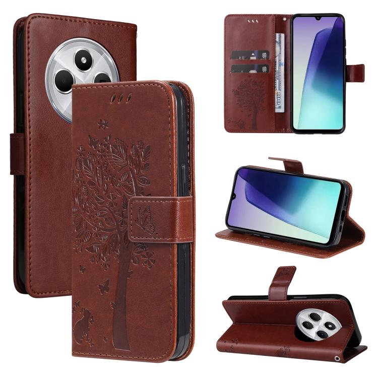 Tree & Cat Embossed Pattern Flip Leather Phone Case, For Redmi 17C/14C 4G/A4 5G/Poco C75 5G, For Redmi Turbo 5 Max 5G, For Redmi Turbo 5 5G / Poco X8 Pro 5G, For Redmi K90 Pro Max/Poco F8 Ultra, For Redmi K90 / Poco F8 Pro, For Redmi 15C 5G / 4G EU 173...