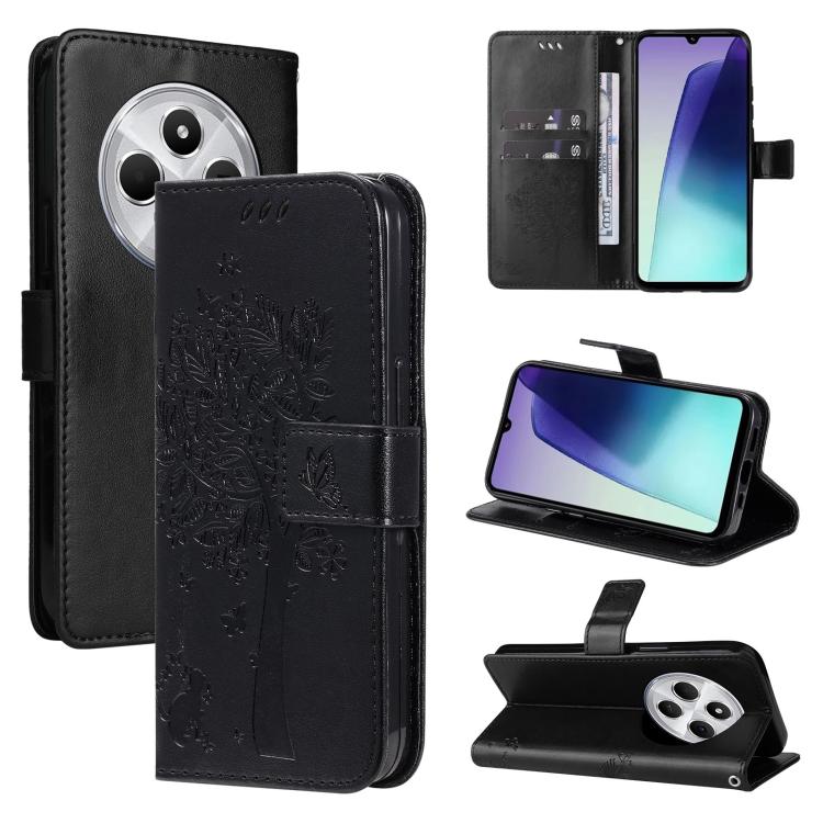 Tree & Cat Embossed Pattern Flip Leather Phone Case, For Redmi 17C/14C 4G/A4 5G/Poco C75 5G, For Redmi Turbo 5 Max 5G, For Redmi Turbo 5 5G / Poco X8 Pro 5G, For Redmi K90 Pro Max/Poco F8 Ultra, For Redmi K90 / Poco F8 Pro, For Redmi 15C 5G / 4G EU 173...