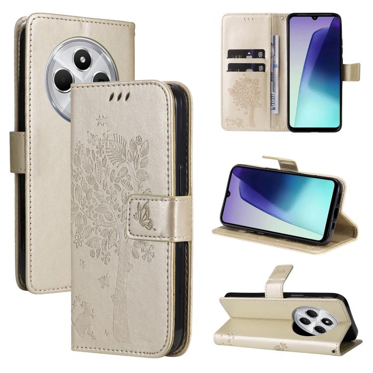 Tree & Cat Embossed Pattern Flip Leather Phone Case, For Redmi 17C/14C 4G/A4 5G/Poco C75 5G, For Redmi Turbo 5 Max 5G, For Redmi Turbo 5 5G / Poco X8 Pro 5G, For Redmi K90 Pro Max/Poco F8 Ultra, For Redmi K90 / Poco F8 Pro, For Redmi 15C 5G / 4G EU 173...