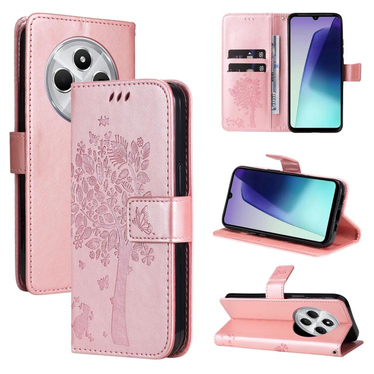 Tree & Cat Embossed Pattern Flip Leather Phone Case, For Redmi 17C/14C 4G/A4 5G/Poco C75 5G, For Redmi Turbo 5 Max 5G, For Redmi Turbo 5 5G / Poco X8 Pro 5G, For Redmi K90 Pro Max/Poco F8 Ultra, For Redmi K90 / Poco F8 Pro, For Redmi 15C 5G / 4G EU 173...