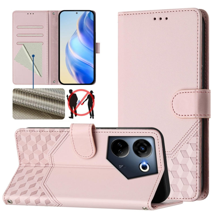 Honeycomb Embossing RFID Leather Phone Case, For Tecno Pova 6 4G, For Tecno Pova 6 5G / 6 Pro 5G, For Tecno Camon 30 Pro 5G, For Tecno Camon 30 5G / 4G, For Tecno Spark 20 Pro+ 4G, For Tecno Spark Go 2024 4G, For Tecno Pova 5 Pro 5G, For Tecno Pova Neo...