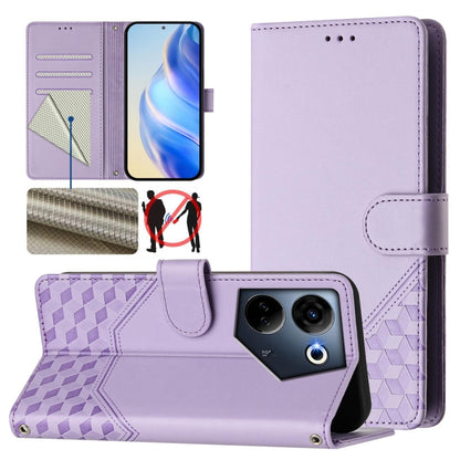 Honeycomb Embossing RFID Leather Phone Case, For Tecno Pova 6 4G, For Tecno Pova 6 5G / 6 Pro 5G, For Tecno Camon 30 Pro 5G, For Tecno Camon 30 5G / 4G, For Tecno Spark 20 Pro+ 4G, For Tecno Spark Go 2024 4G, For Tecno Pova 5 Pro 5G, For Tecno Pova Neo...