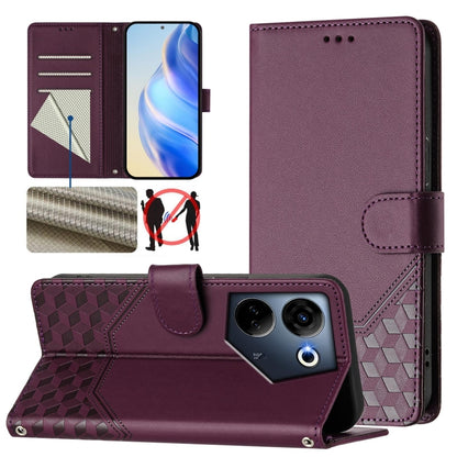 Honeycomb Embossing RFID Leather Phone Case, For Tecno Pova 6 4G, For Tecno Pova 6 5G / 6 Pro 5G, For Tecno Camon 30 Pro 5G, For Tecno Camon 30 5G / 4G, For Tecno Spark 20 Pro+ 4G, For Tecno Spark Go 2024 4G, For Tecno Pova 5 Pro 5G, For Tecno Pova Neo...