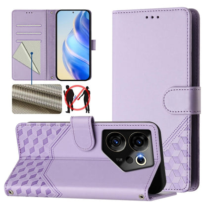 Honeycomb Embossing RFID Leather Phone Case, For Tecno Pova 6 4G, For Tecno Pova 6 5G / 6 Pro 5G, For Tecno Camon 30 Pro 5G, For Tecno Camon 30 5G / 4G, For Tecno Spark 20 Pro+ 4G, For Tecno Spark Go 2024 4G, For Tecno Pova 5 Pro 5G, For Tecno Pova Neo...