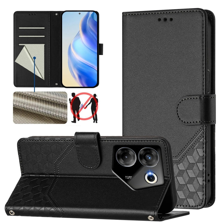 Honeycomb Embossing RFID Leather Phone Case, For Tecno Pova 6 4G, For Tecno Pova 6 5G / 6 Pro 5G, For Tecno Camon 30 Pro 5G, For Tecno Camon 30 5G / 4G, For Tecno Spark 20 Pro+ 4G, For Tecno Spark Go 2024 4G, For Tecno Pova 5 Pro 5G, For Tecno Pova Neo...