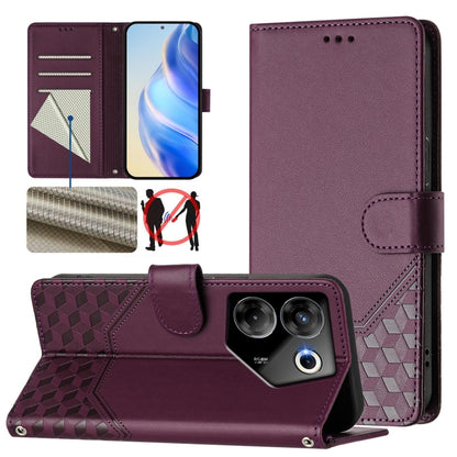 Honeycomb Embossing RFID Leather Phone Case, For Tecno Pova 6 4G, For Tecno Pova 6 5G / 6 Pro 5G, For Tecno Camon 30 Pro 5G, For Tecno Camon 30 5G / 4G, For Tecno Spark 20 Pro+ 4G, For Tecno Spark Go 2024 4G, For Tecno Pova 5 Pro 5G, For Tecno Pova Neo...
