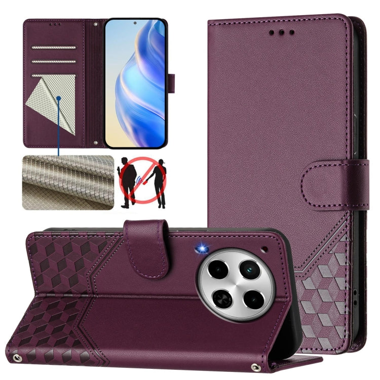 Honeycomb Embossing RFID Leather Phone Case, For Tecno Pova 6 4G, For Tecno Pova 6 5G / 6 Pro 5G, For Tecno Camon 30 Pro 5G, For Tecno Camon 30 5G / 4G, For Tecno Spark 20 Pro+ 4G, For Tecno Spark Go 2024 4G, For Tecno Pova 5 Pro 5G, For Tecno Pova Neo...