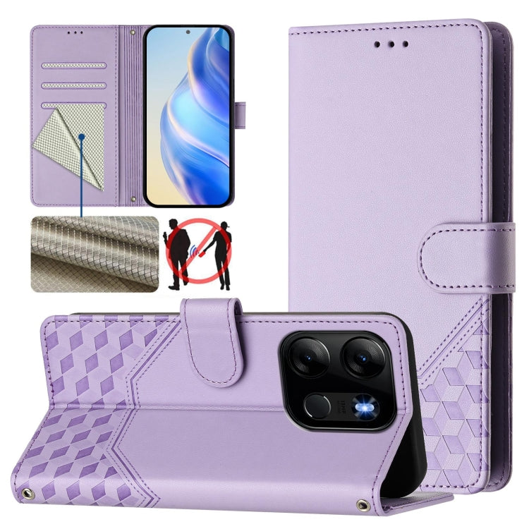 Honeycomb Embossing RFID Leather Phone Case, For Tecno Pova 6 4G, For Tecno Pova 6 5G / 6 Pro 5G, For Tecno Camon 30 Pro 5G, For Tecno Camon 30 5G / 4G, For Tecno Spark 20 Pro+ 4G, For Tecno Spark Go 2024 4G, For Tecno Pova 5 Pro 5G, For Tecno Pova Neo...