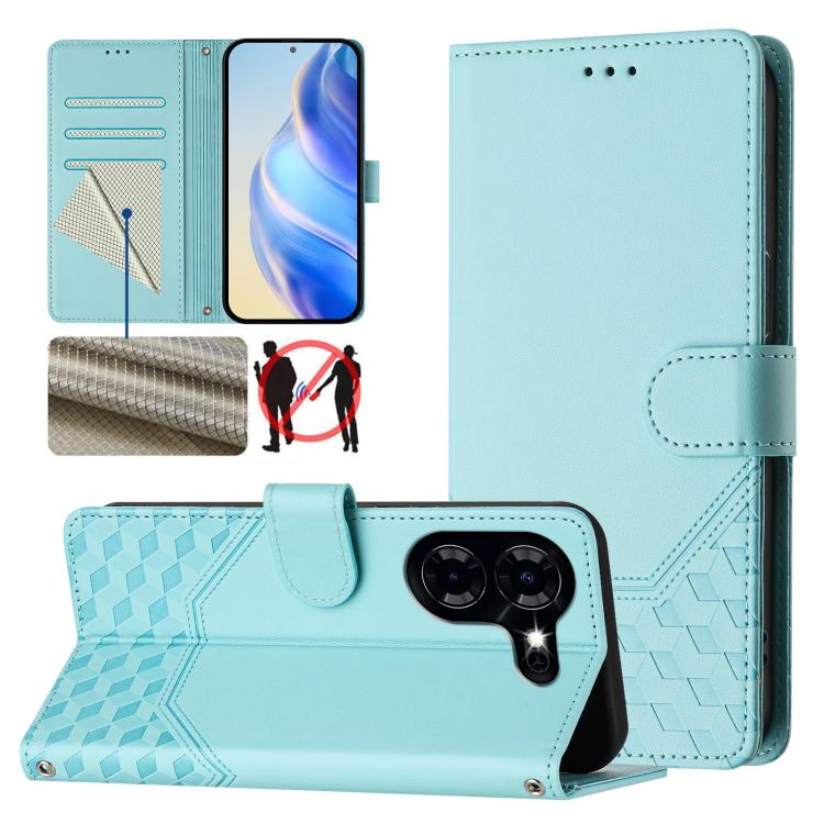 Honeycomb Embossing RFID Leather Phone Case, For Tecno Pova 6 4G, For Tecno Pova 6 5G / 6 Pro 5G, For Tecno Camon 30 Pro 5G, For Tecno Camon 30 5G / 4G, For Tecno Spark 20 Pro+ 4G, For Tecno Spark Go 2024 4G, For Tecno Pova 5 Pro 5G, For Tecno Pova Neo...