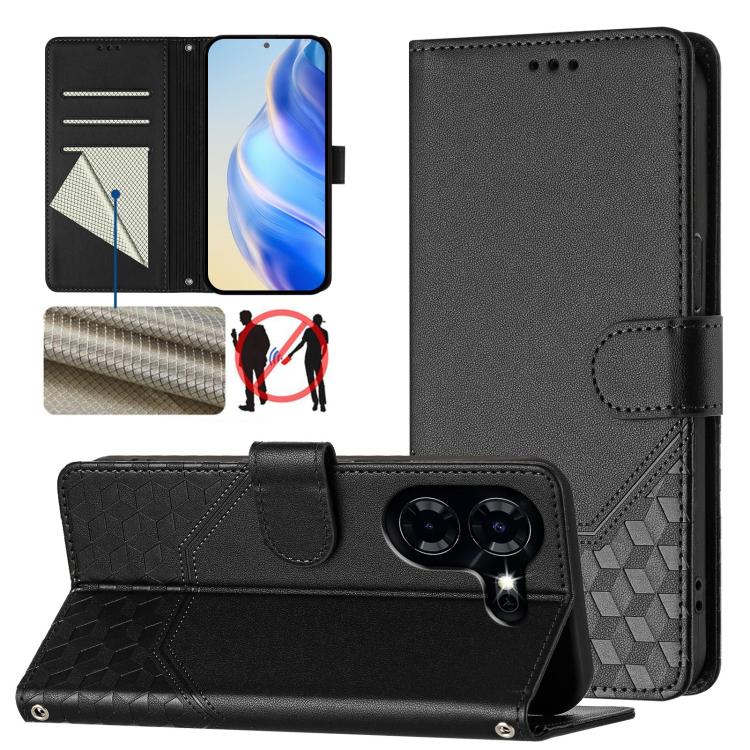 Honeycomb Embossing RFID Leather Phone Case, For Tecno Pova 6 4G, For Tecno Pova 6 5G / 6 Pro 5G, For Tecno Camon 30 Pro 5G, For Tecno Camon 30 5G / 4G, For Tecno Spark 20 Pro+ 4G, For Tecno Spark Go 2024 4G, For Tecno Pova 5 Pro 5G, For Tecno Pova Neo...
