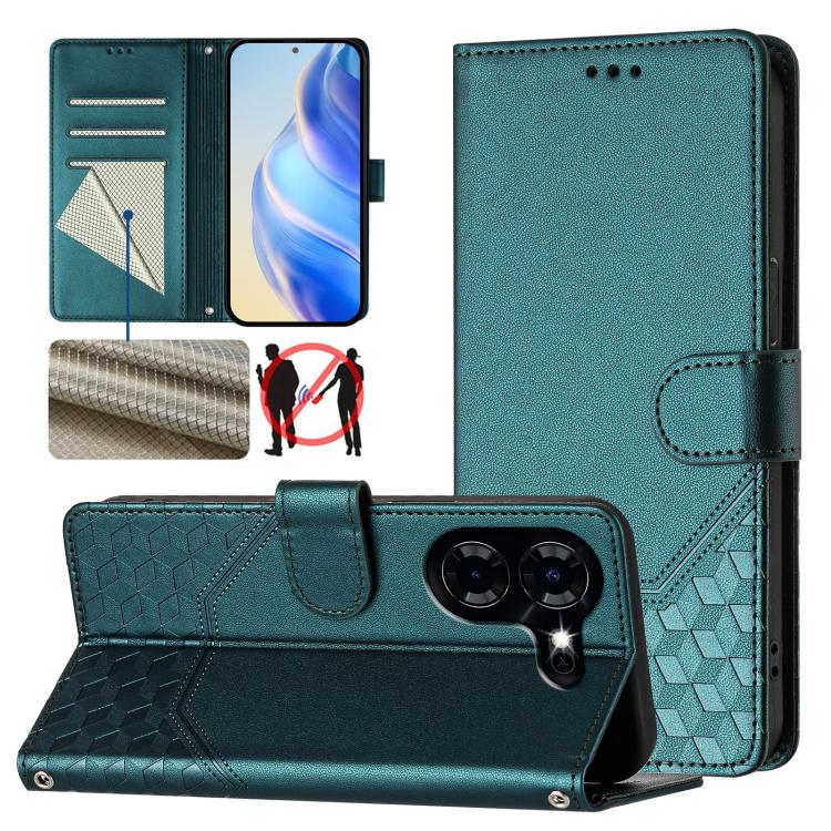 Honeycomb Embossing RFID Leather Phone Case, For Tecno Pova 6 4G, For Tecno Pova 6 5G / 6 Pro 5G, For Tecno Camon 30 Pro 5G, For Tecno Camon 30 5G / 4G, For Tecno Spark 20 Pro+ 4G, For Tecno Spark Go 2024 4G, For Tecno Pova 5 Pro 5G, For Tecno Pova Neo...